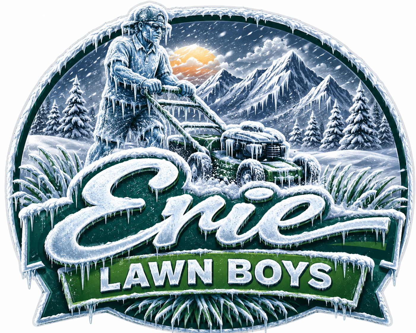 Erie Lawn Boys frozen winter logo